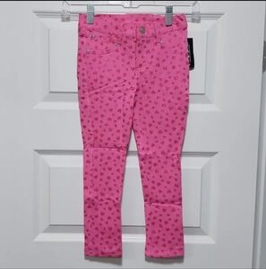 Bizfete Girls Size 4 Long Pants Pink Sparkle Hearts 95 Cotton/5 Spandex